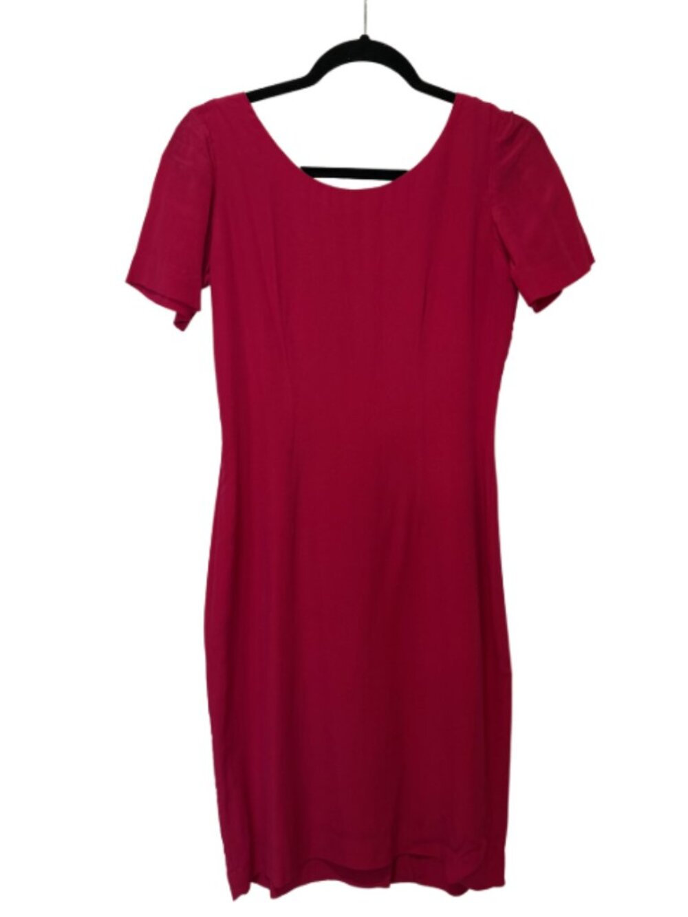 Vintage Fushia Silk Sheath 80s Dress